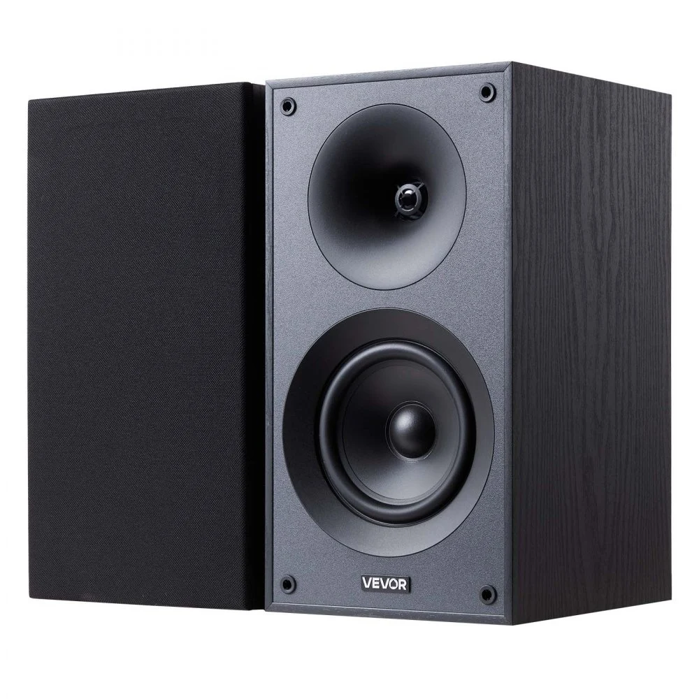 VEVOR Passive Bookshelf Speaker, 300W, Book Shelf Stereo Speakers with 5.25-Inch Woofer and 1-Inch Tweeter, Detachable Grille, 65Hz-20KHz Frequency Response, Wooden Enclosure, for Home Theater (1 Pair)