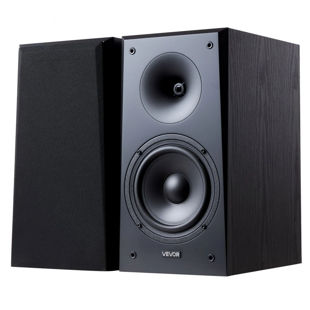 VEVOR Passive Bookshelf Speaker, 300W, Book Shelf Stereo Speakers with 6.5-Inch Woofer and 1-Inch Tweeter, Detachable Grille, 55Hz-20KHz Frequency Response, Wooden Enclosure, for Home Theater (1 Pair)