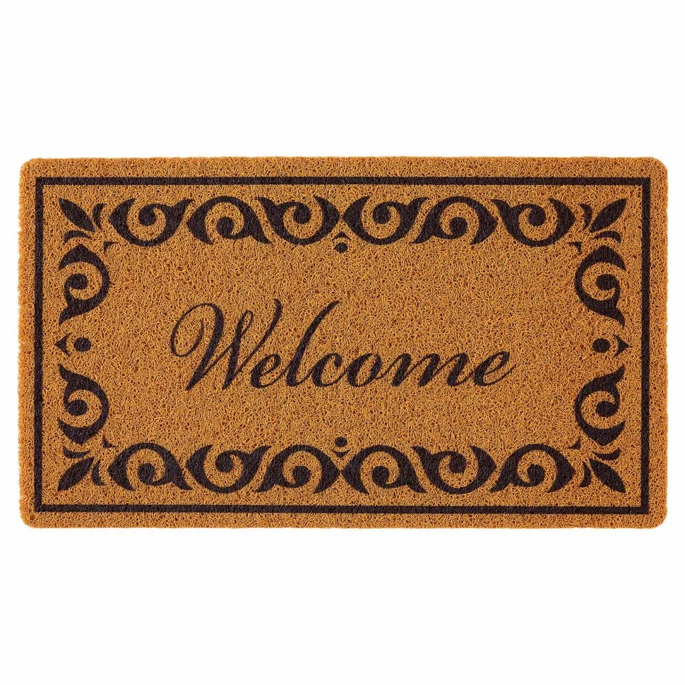 VEVOR Door Mat, Welcome Doormat for Outdoor Entrance, 29.5" x 17" All-Weather Faux Coir Entryway Mat with Non-Slip Backing, Low-Profile & Easy-to-Clean Front Door Mats for Garage, Backyard, Patio