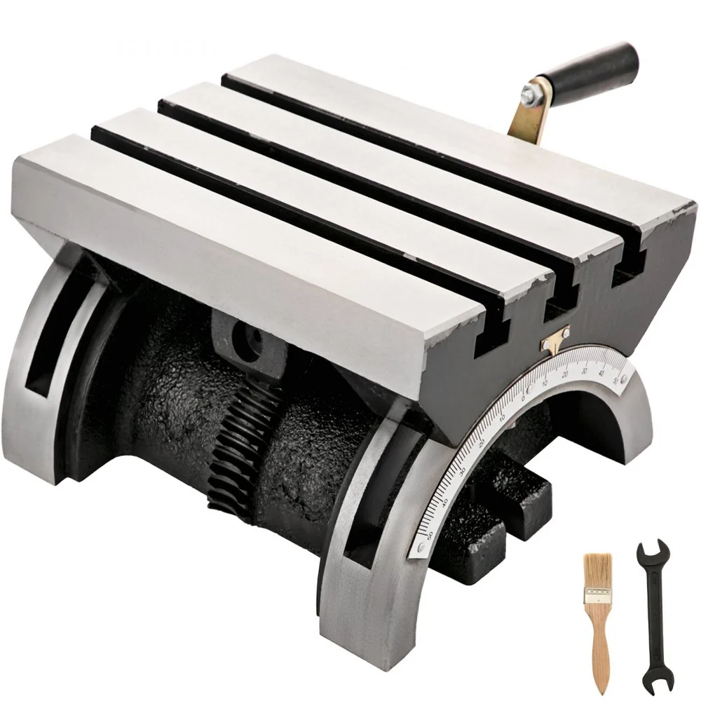 VEVOR Tilting Milling Table 7x5inch Tilting Angle Milling Machine 0-45°Adjustable Swivel Angle Plate with 3 T-slots and an Adjustable Crank Handle Heavy Duty Tilting Milling Machine for Grinding