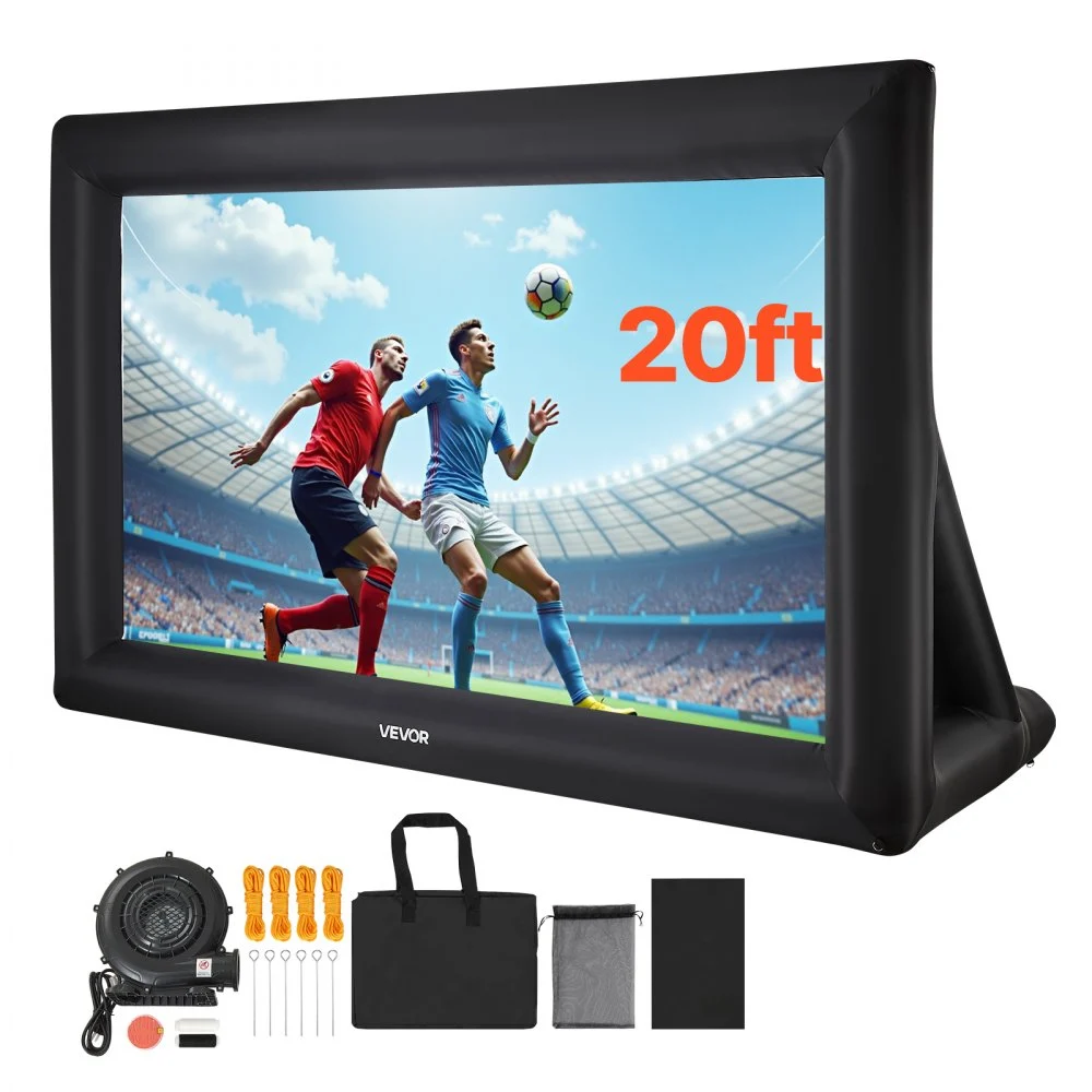 VEVOR 20FT Inflatable Projector Screen, Inflatable Movie Screen Outdoor with 250W Air Blower Projector Screen Oxford Fabric Material Blow Up Screen for Outdoor Backyard, Home Theater, Theme Party