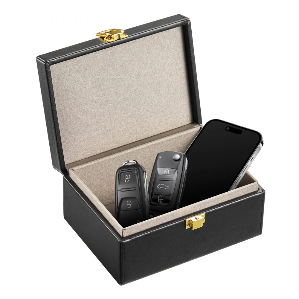 VEVOR Faraday Box, PU Leather Signal Blocking Holde, Keyless Fob Protector Shielding for WiFi, RFID, GPS, Bluetooth & 5G, Anti-Theft Box and Anti-Hacking Case Blocker, Black(5.9 x 4.5 x 2.9")