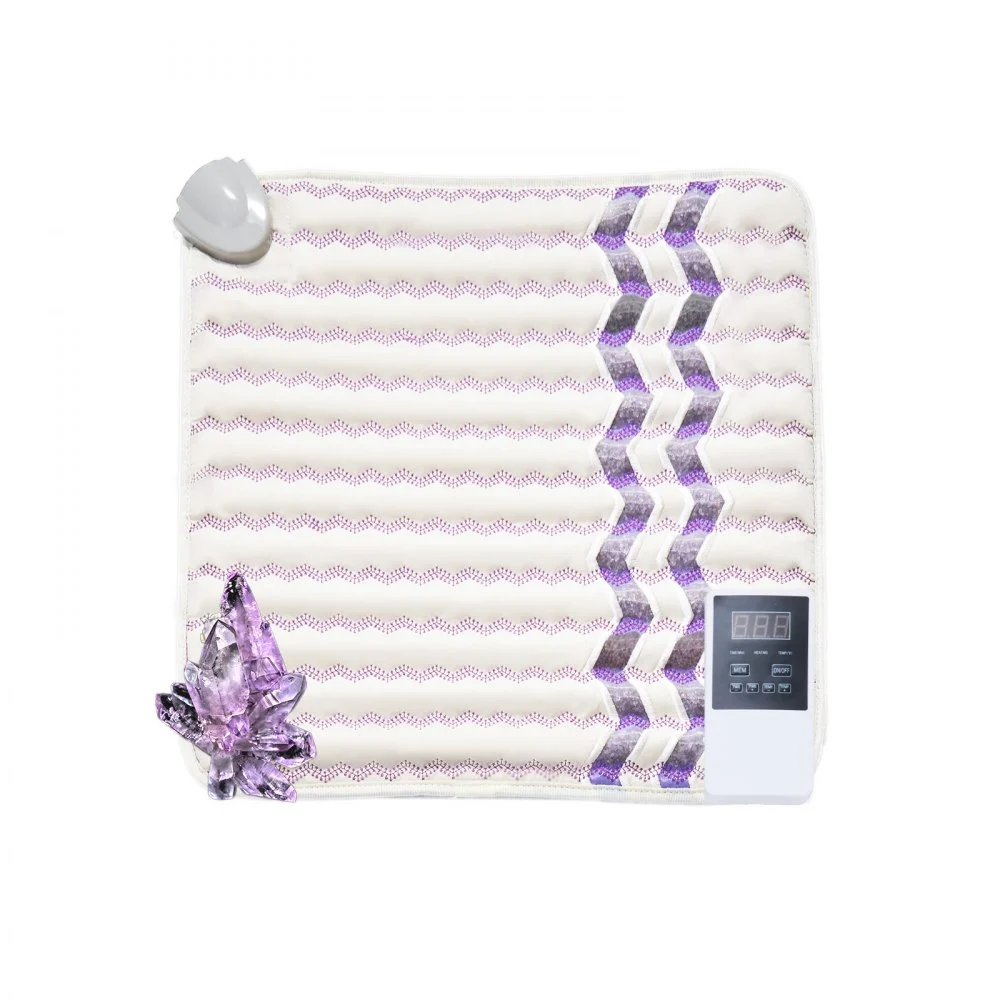 VEVOR Far Infrared Heating Pad, Amethyst Gemstones Heating Mat with Negative Ions, 103-159℉ Hot Gemstone Therapy Mat with 0-12 Hours Timer for Back Hip Pain Relief (18 x 18-inch)