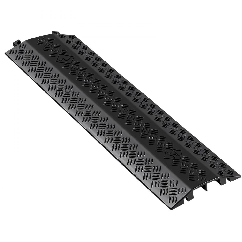 VEVOR Drop Over Cable Cover, 17,500 lbs/Axle Load Capacity, 2 Channel Heavy Duty Floor Cord Cover, Cable Hose Protector Ramp, for Indoor, High Walking Traffic Areas, Home, Office, Warehouse, 1 Pack