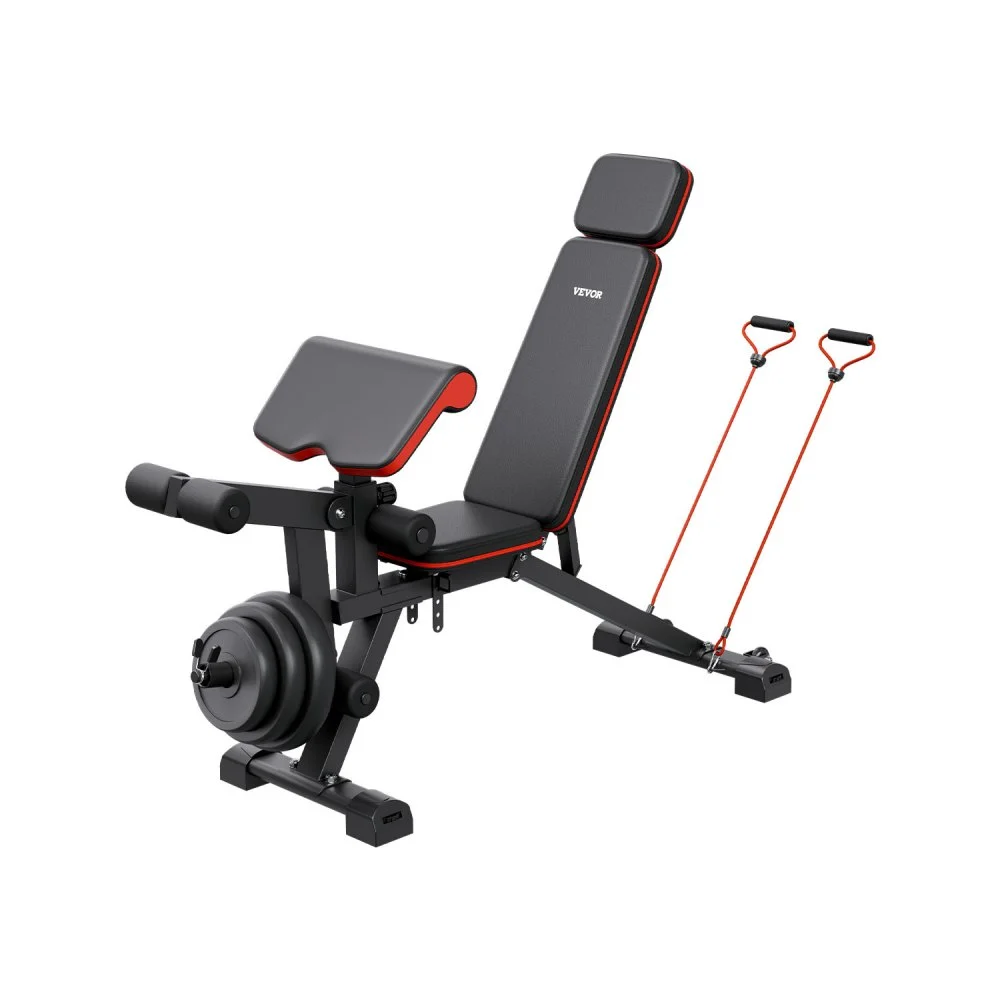 VEVOR Weight Bench, 800lbs Adjustable Weight Bench Press for Full Body Workout, Exercise Sit up Bench for Home Gym Strength Training, Flat Bench with with Leg Extension, Preacher Pad, Fast Adjustment