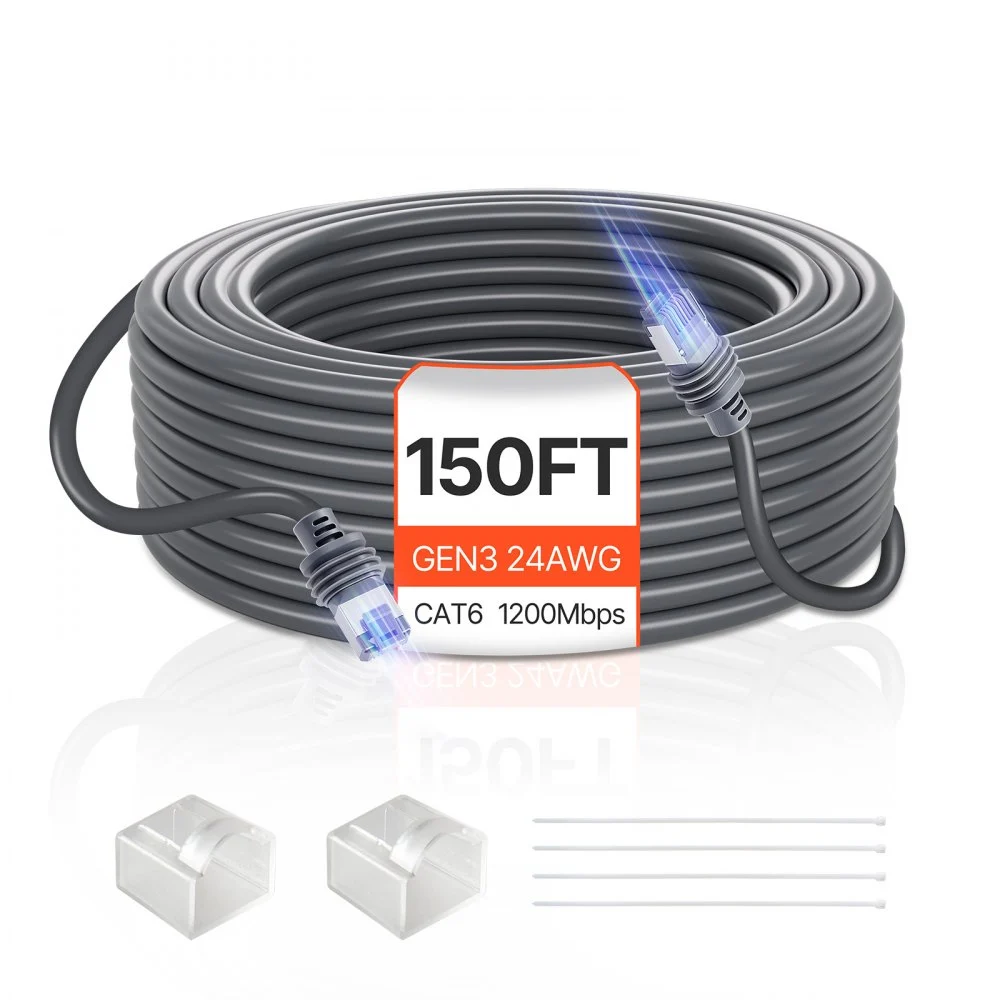 VEVOR Starlink Gen 3 Cable, 150 FT, 24 AWG Copper Core, Durable Extension Cable for Standard Generation 3, Compatible with Starlink Rectangular Satellite V3, Flexible Wiring for RV, Backyard, Camping