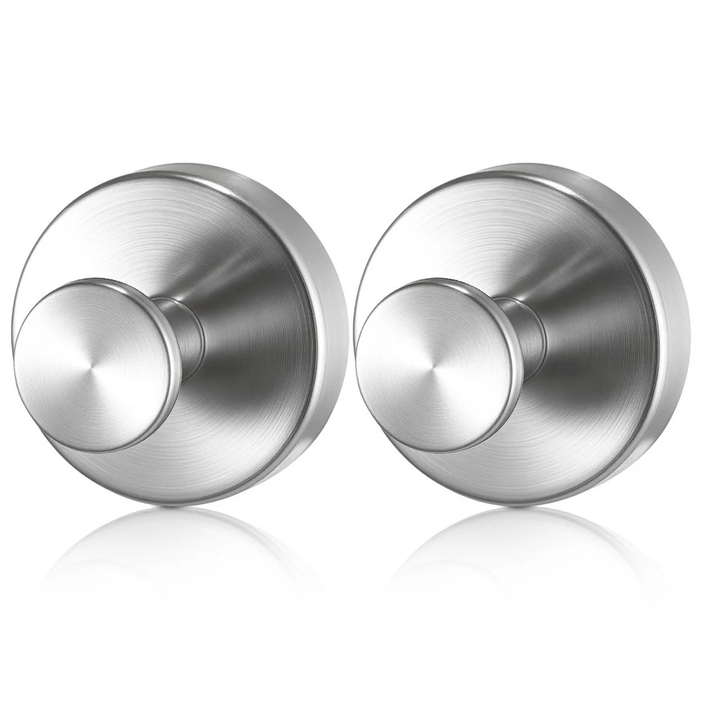 VEVOR Suction Cup Hooks for Shower, 2-Pack No Drill Stainless Steel Hooks, Suction Cup Shower Towel Hanging Hook, for Bathroom Wall, Kitchen, Glass, Mirror and Tile to Hang Towels, Robes & Loofah