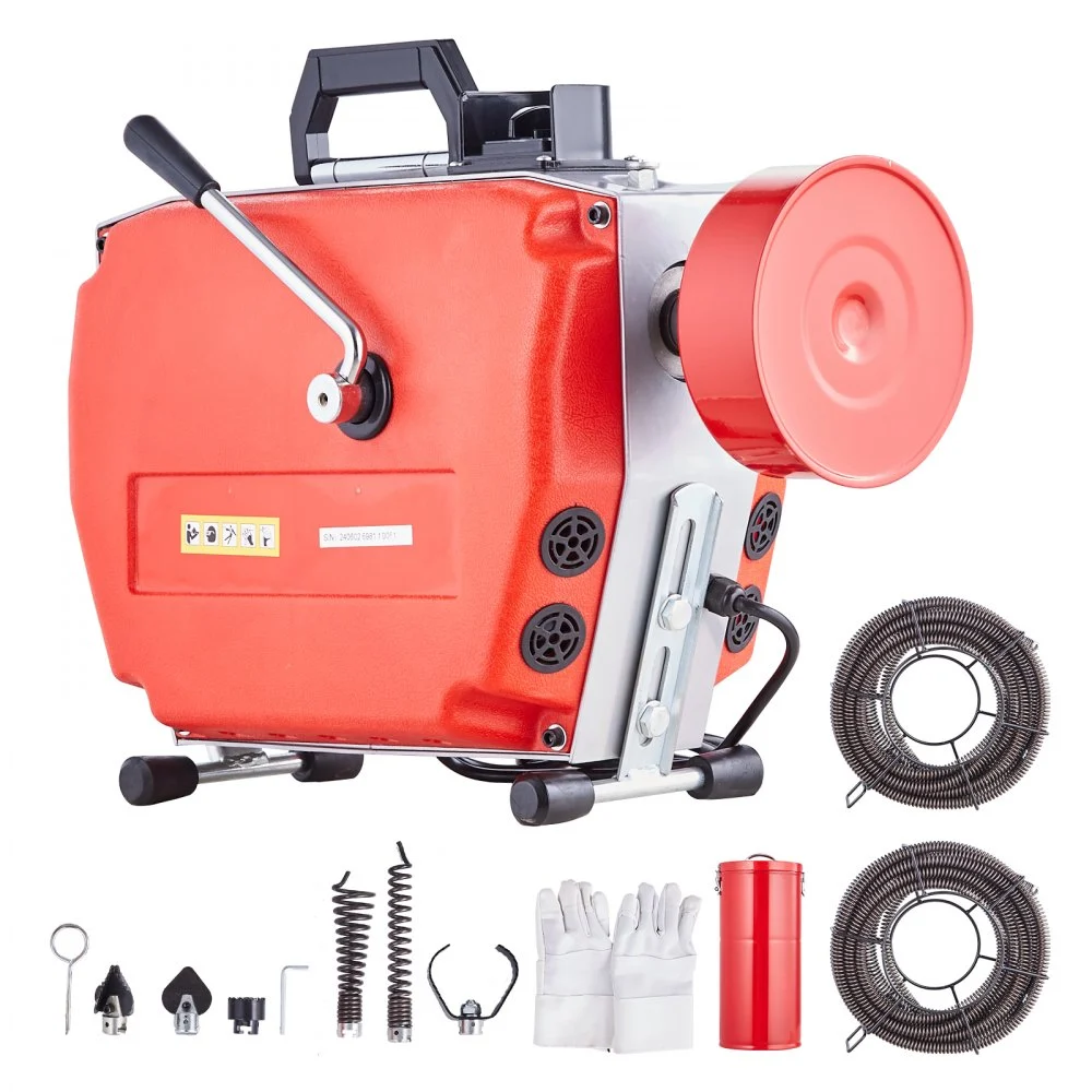 Summer Sale
VEVOR 120FT x 7/8 Inch Drain Cleaner Machine, 420W Electric Sewer Snake Auger Manual Feed - with 6 Cutters, 2 Steel Cables (120' x 7/8" and 18' x 3/8") & CW/CCW Control for 1.9" to 6" Pipes