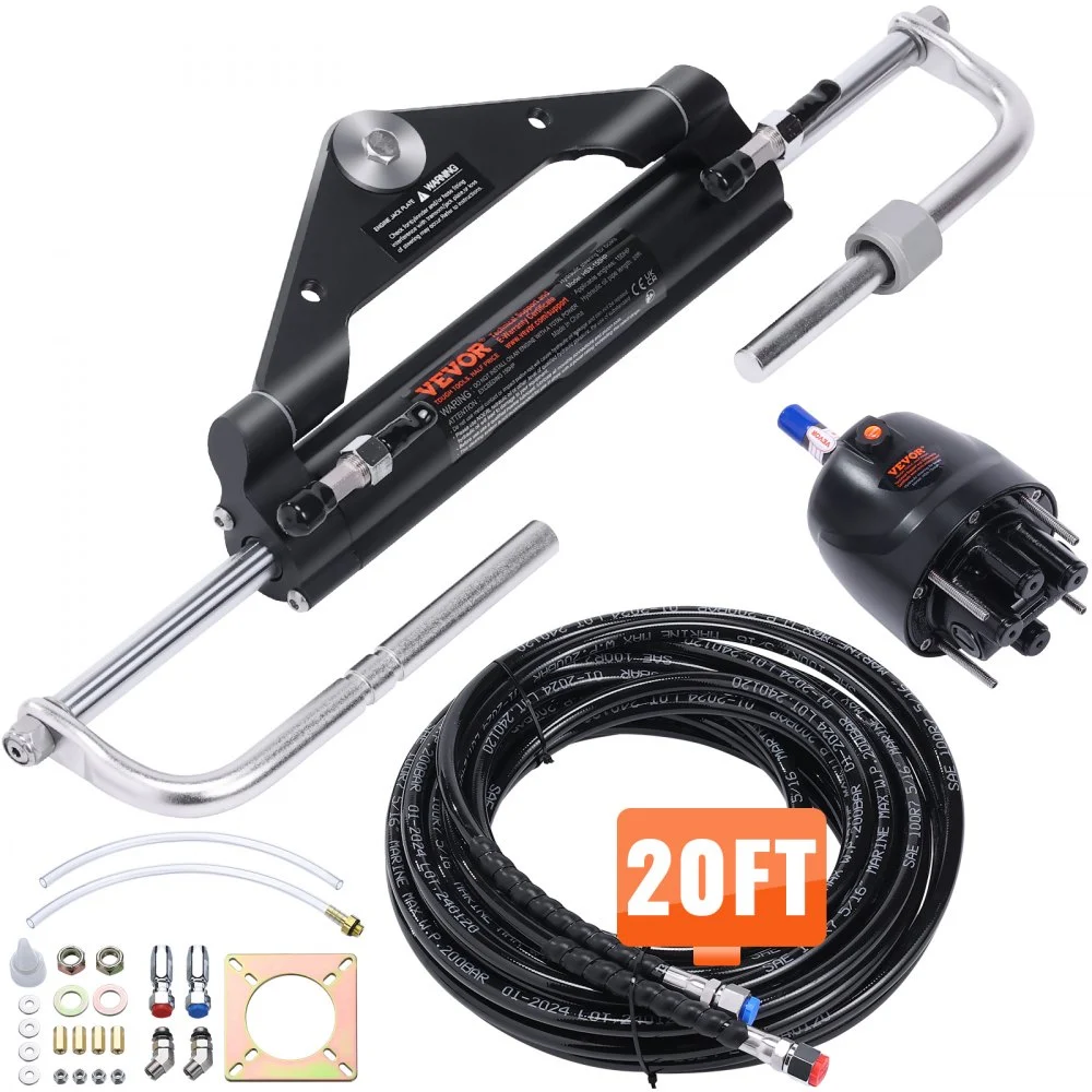 Summer Sale
VEVOR 150HP Hydraulic Outboard Steering Kit Boat Marine System, Built-in Two-Way Lock Cylinder, 150HP Pump and High-Strength Nylon Hose for Single Station, Single-Engine use