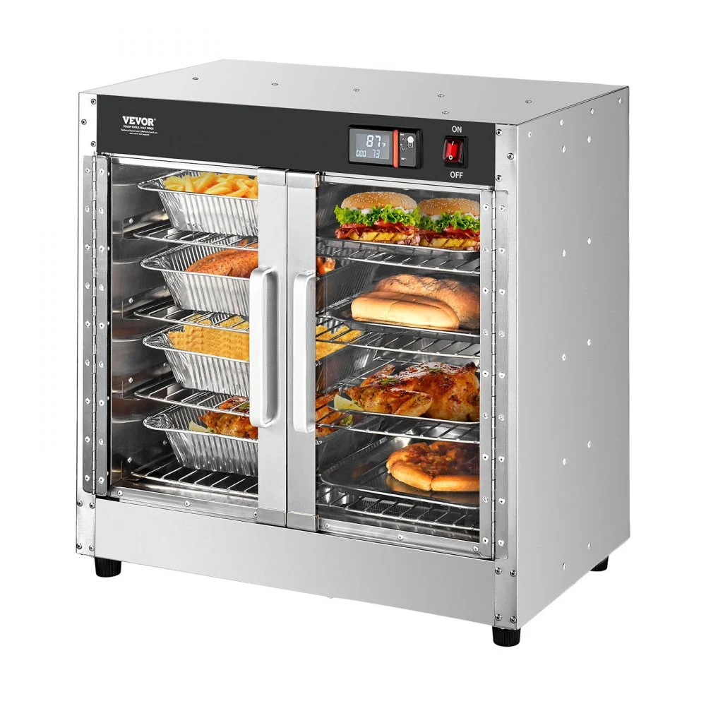 Summer Sale
VEVOR Hot Box Food Warmer, 4-Tier Concession Warmer with Water Tray, 4 Pans, Glass Double-door and Adjustable Shelves, Stainless Steel Food Warmer Cabinet, Ideal for Storing Pizza, Chicken, Restaurant