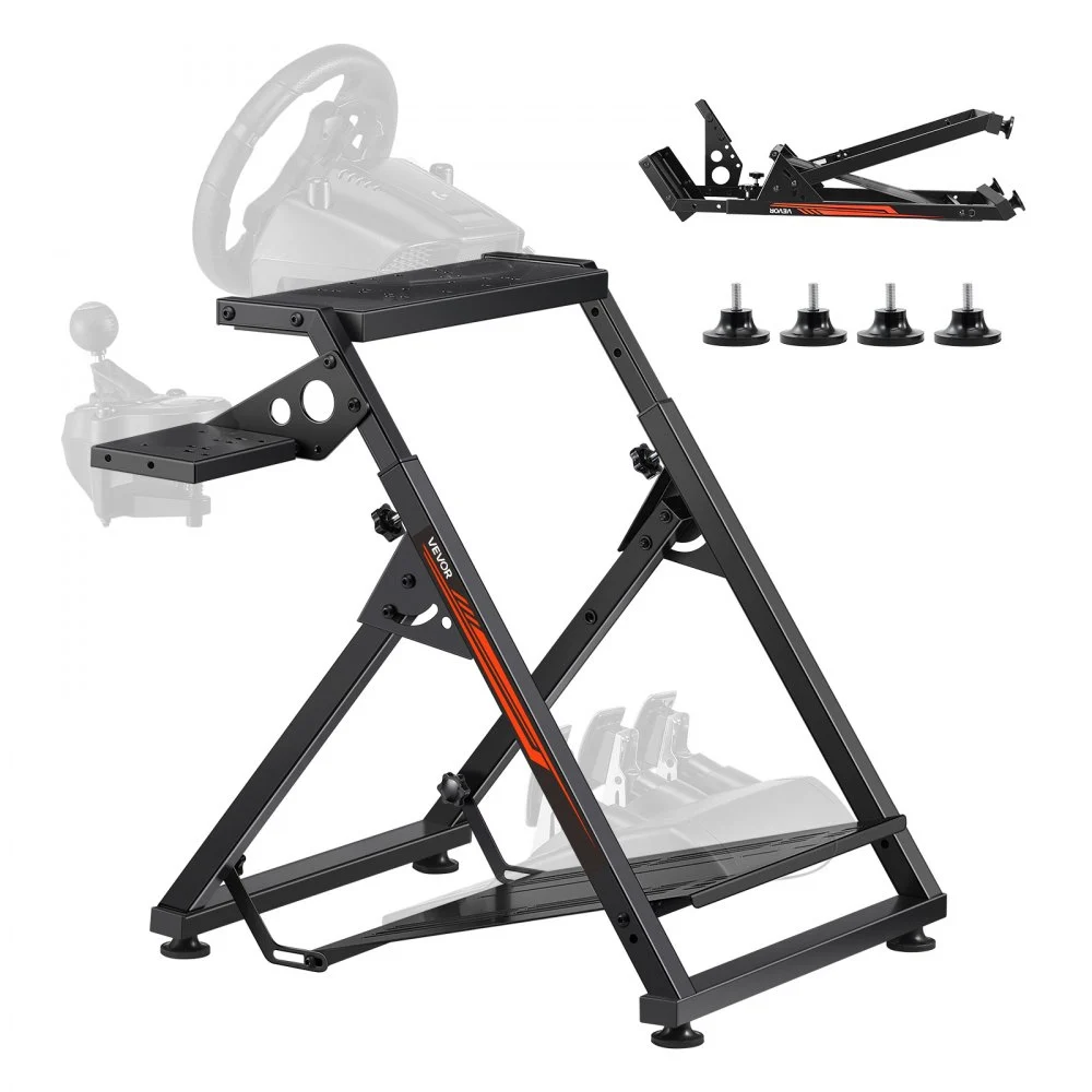 VEVOR Racing Wheel Stand, Adjustable & Foldable Simulator Stand for Logitech G923 G920 G29 G27, Thrustmaster T300RS TX F458 T500RS T3PA-PRO(F1/GT) Gaming Cockpit,Pedals Simulator NOT Included,Compact