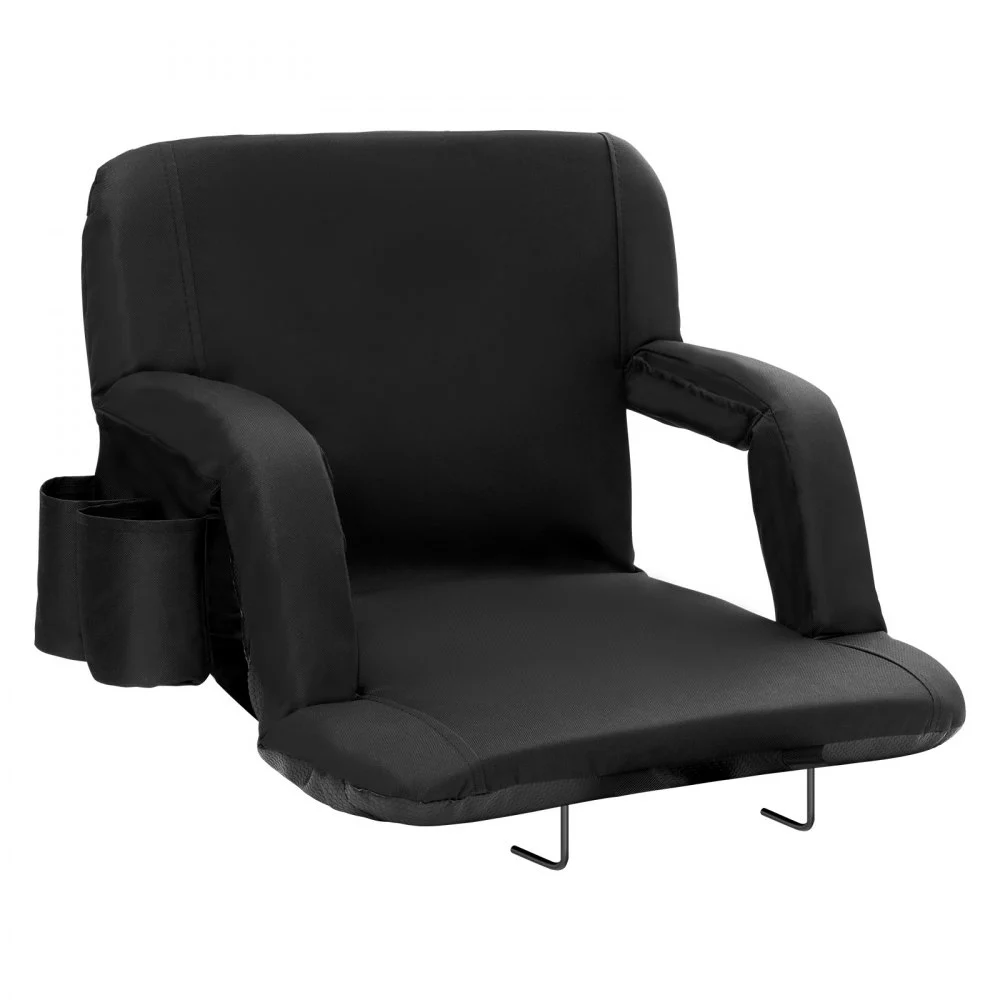 VEVOR Stadium Seat with Back Support, Wide Bleacher Seat Back, Folding Padded Cushion Stadium Chair, Portable Reclining Chair with Hook Pocket Cupholder, Ideal for Sport Event Beach Camping Concert