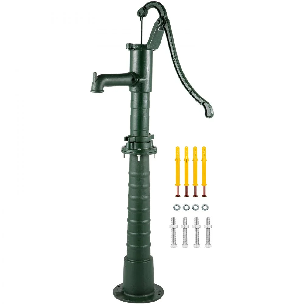 VEVOR Hand Water Pump with Stand, 15.7 x 9.4 x 51.6 inch Pitcher Pump& 26 inch Pump Stand with Pre-set 1/2" Holes for Easy Installation, Rustic Cast Iron Well Pump for Yard, Garden, Farm Irrigation,