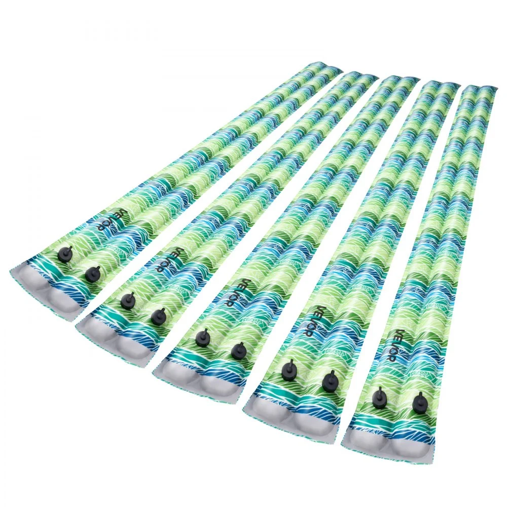 VEVOR Pool Cover Water Bags, 5 Packs 8 Ft, Double Chamber Pool Cover Water Tubes with Reflective Strips, 0.3mm Thick PVC Bags Weights with Leakproof Screw Cap, for Winter Inground Swimming-Pool Covers