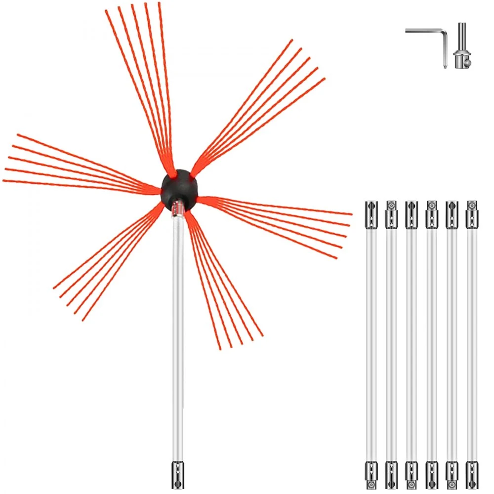 Clearance
VEVOR Chimney Sweep Kit 23FT Length, Chimney Brush Kit with 7 Nylon Flexible Rods, Rotary Chimney Cleaning Kit Driven by Drill, Chimney Cleaning Tool Kits for Sweeping Fireplace Flue