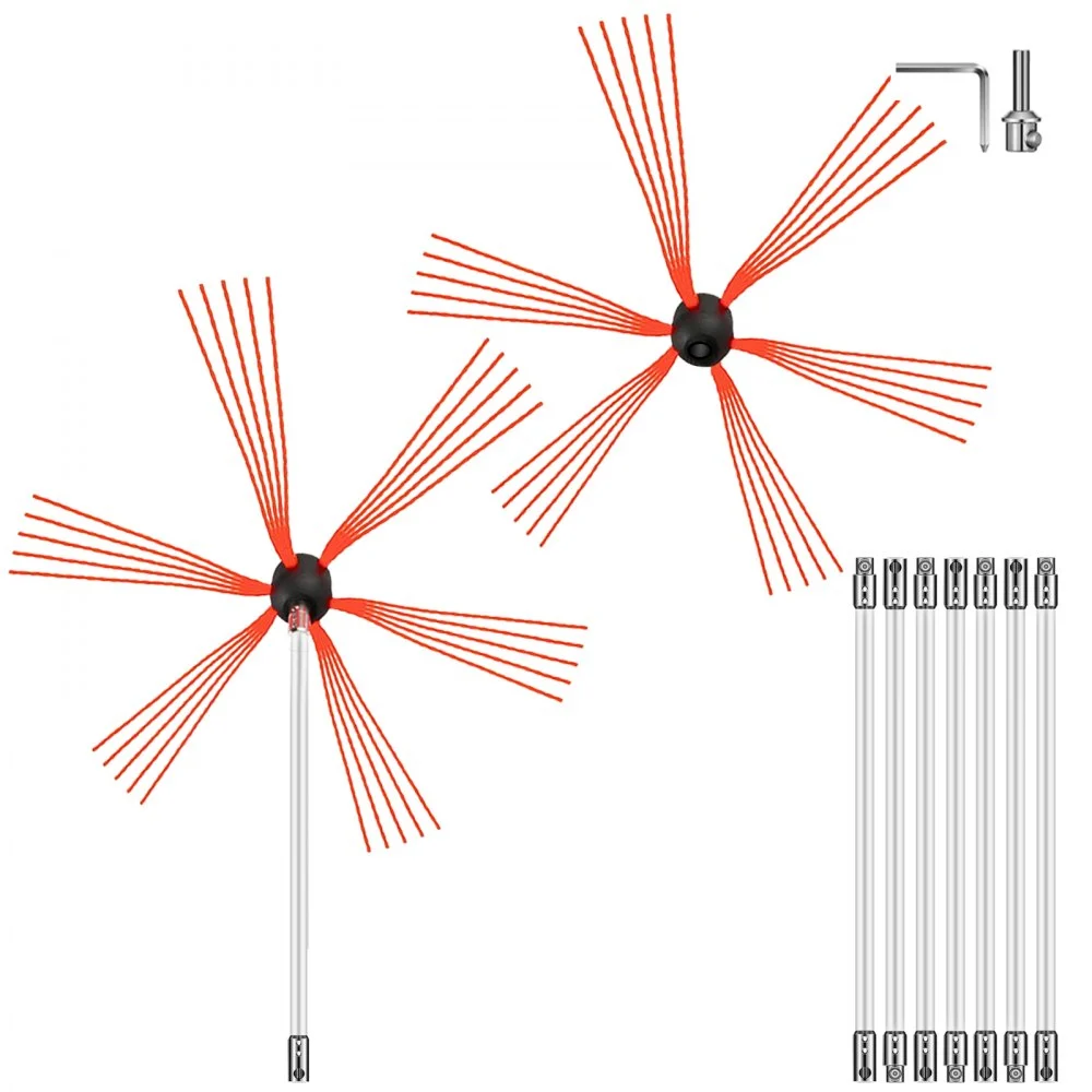 Clearance
VEVOR Chimney Sweep Kit 26FT Length, Chimney Brush Kit with 8 Nylon Flexible Rods and 2 Brush Head, Rotary Chimney Cleaning Kit Driven by Drill, Chimney Cleaning Tool Kits for Sweeping Fireplace
