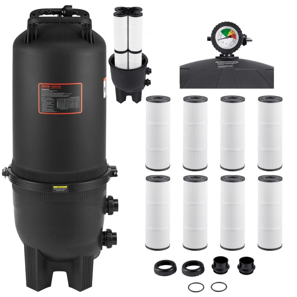 Summer Sale
725 sq.ft² Cartridge Pool Filter Valve 21207GPH Swimming Pool Filtration System
