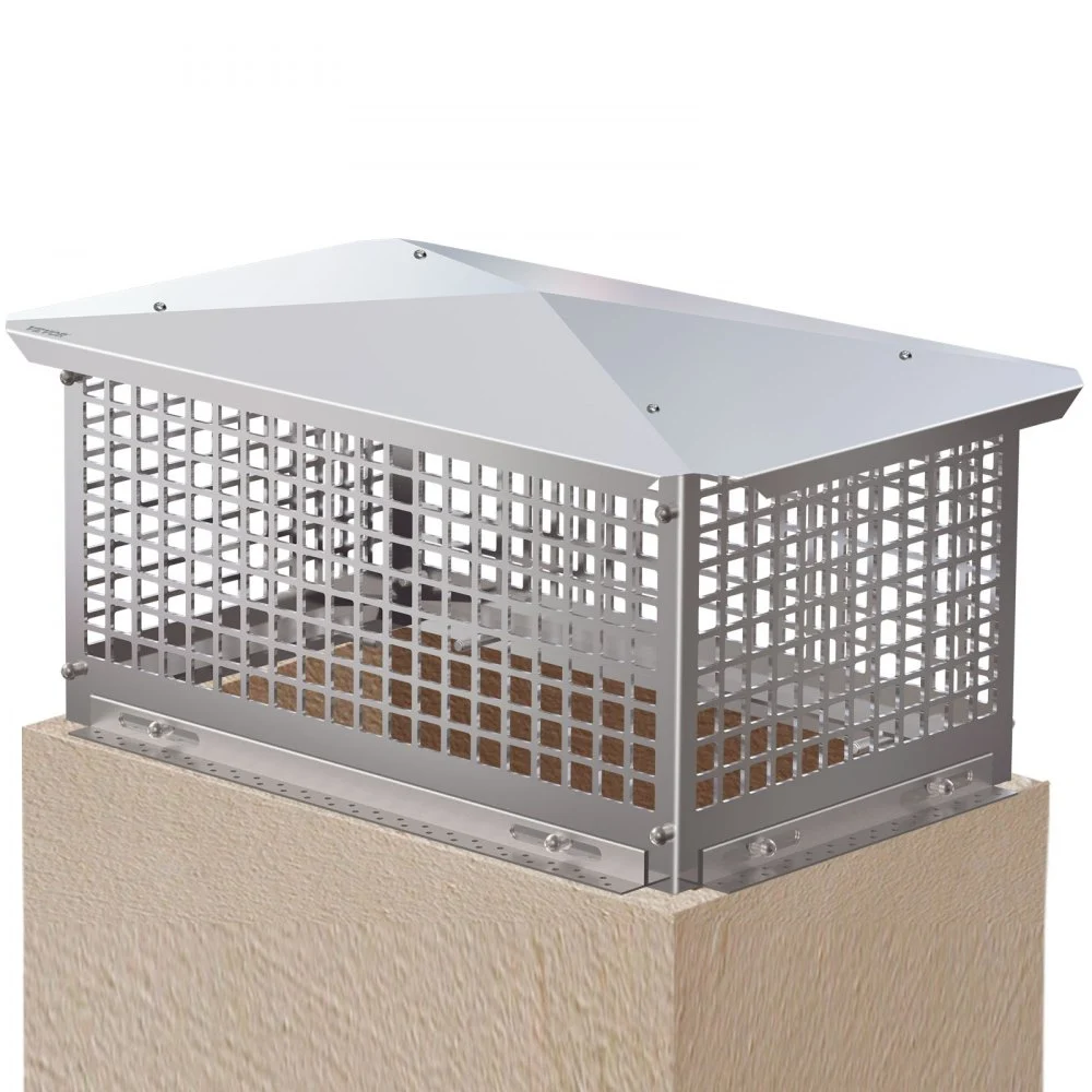 VEVOR Chimney Cap, 13" x 21" Flue Caps, 304 Stainless Steel Fireplace Chimney Cover, Adjustable Metal Spark Arrestor with Bolts Screws, Mesh Chimney Flue Cover for Outside Existing Clay Flue Tile