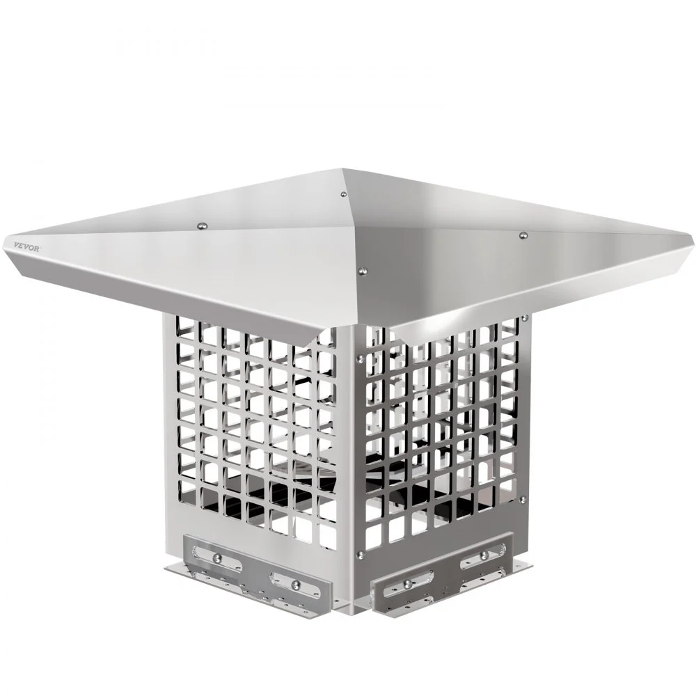 VEVOR Chimney Cap, 8" x 8" Flue Caps, 304 Stainless Steel Fireplace Chimney Cover, Adjustable Metal Spark Arrestor with Bolts Screws, Mesh Chimney Flue Cover for Outside Existing Clay Flue Tile