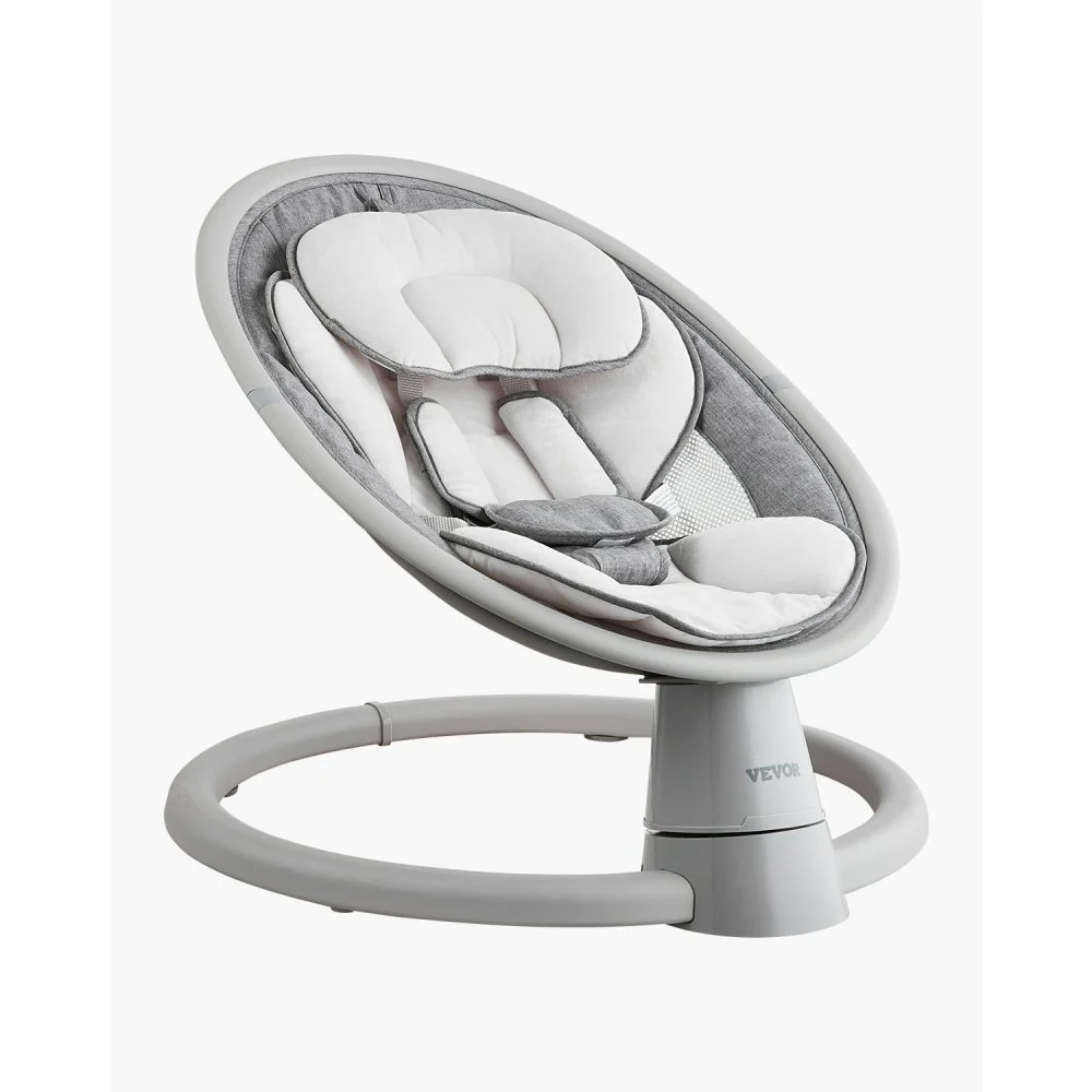 VEVOR Baby Swing, 5-Speed Baby Rocker Swing, Portable Infant Swing with Remote Control, Touch Panel, Bluetooth Music, 10 Preset Lullabies & 5-Point Safety Harness for 0-9 Month Boys Girls Up to 20lbs