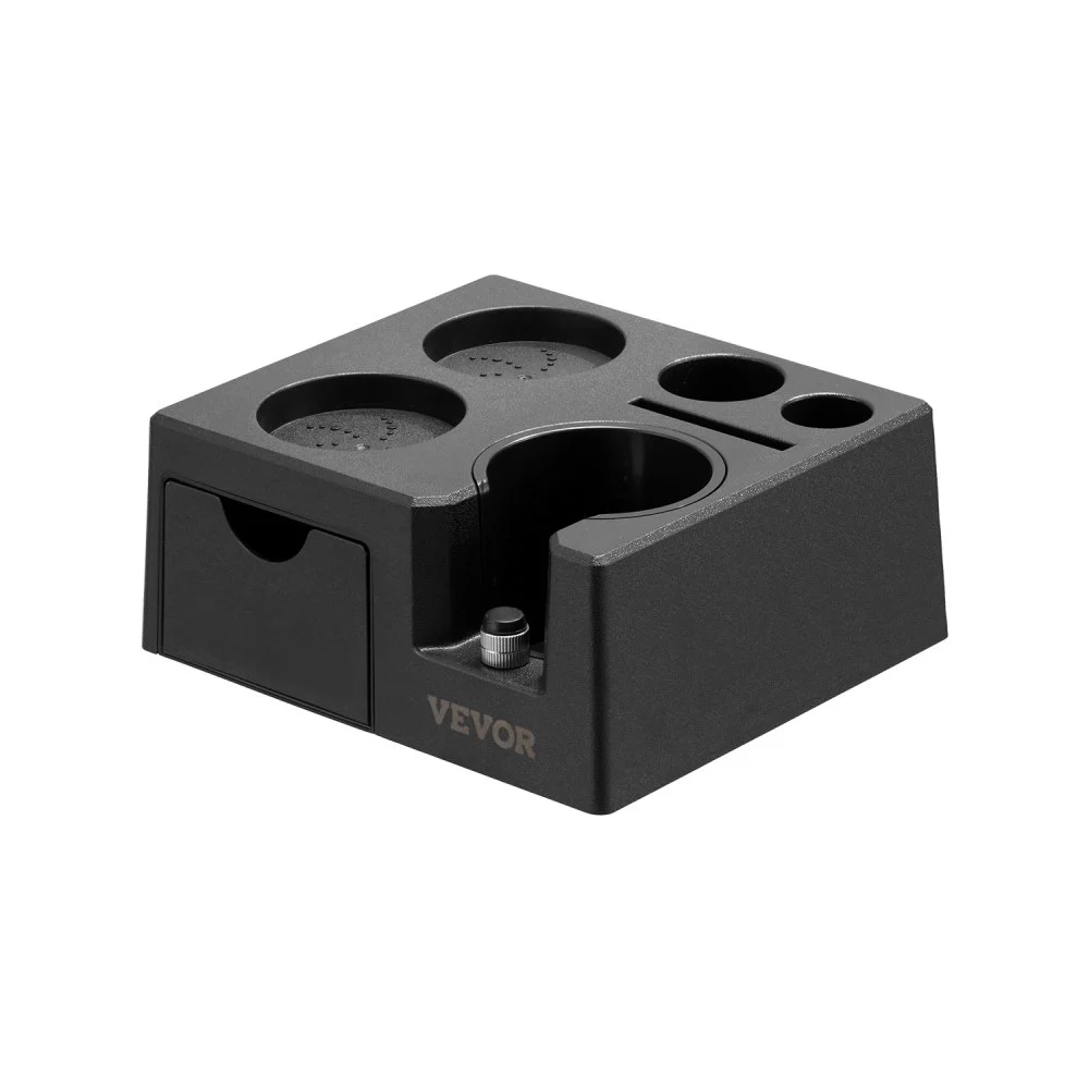 VEVOR Espresso Tamping Station, ABS Material, 7-in-1 Multifunctional Tamping Station with Detachable Slot, Easy to Clean Espresso Knock Box with Non-Slip Base, Fits for 51-58 mm Handles