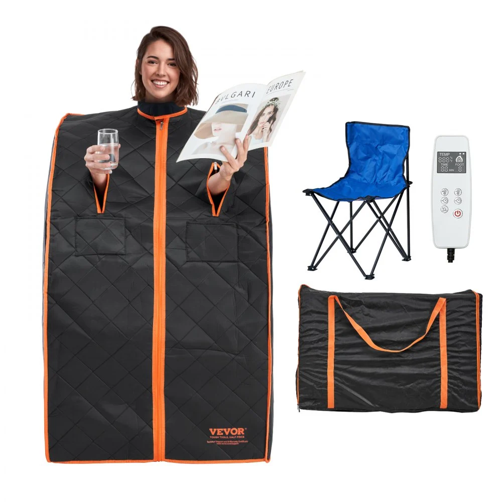 VEVOR Sauna Blanket for Detoxification, 1050W Portable Far Infrared Sauna Tent for Home, 104 - 167℉, 1-60 Minutes Timer , Personal Sauna Box for Home Spa Indoor Black 27.56 x 31.5 x 38.58 inch