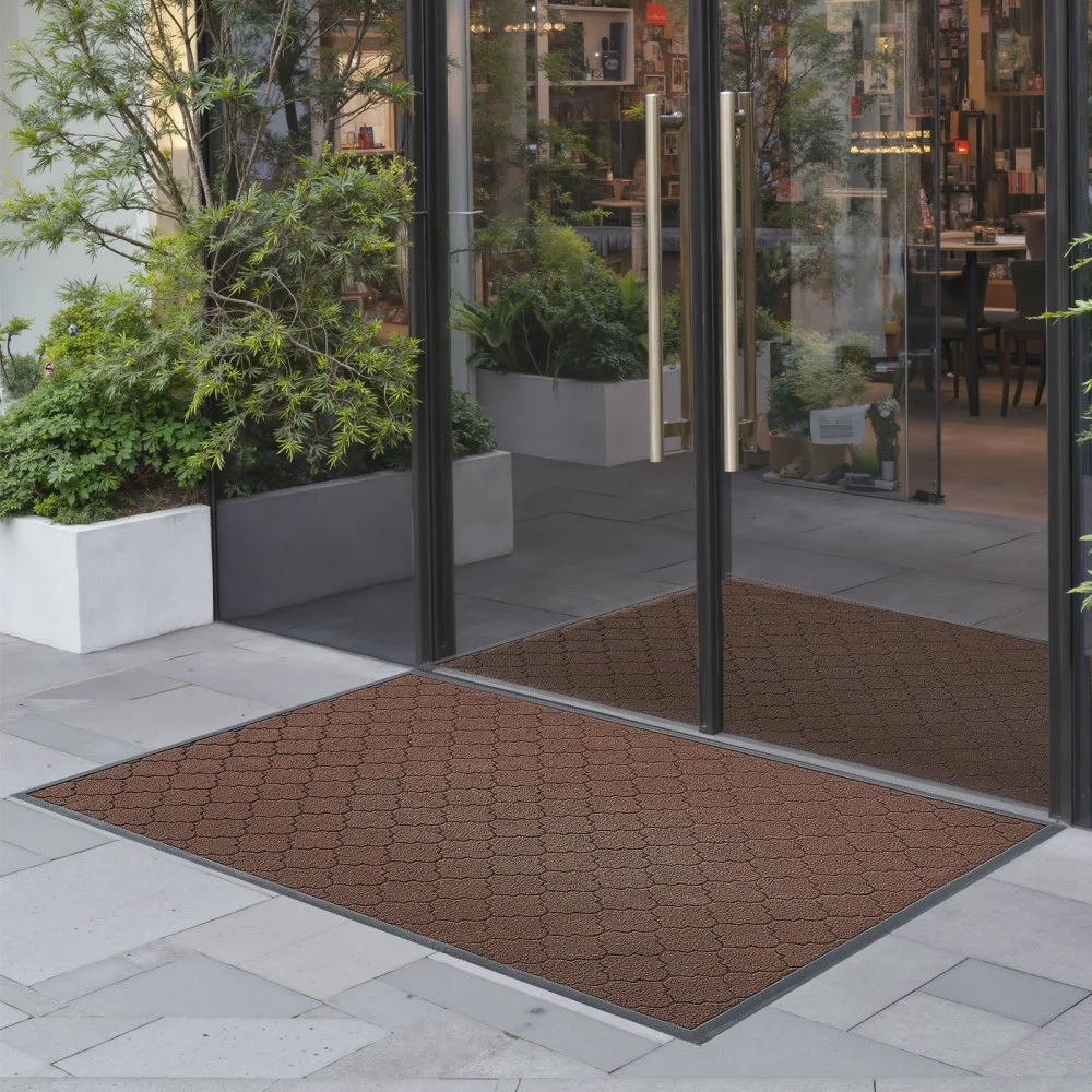 VEVOR Front Door Mat, 47 x 35 in Commercial Floor Mat for Indoor and Outdoor, Modern Stylish Carpet with TPE Backing, Heavy Duty Washable Entry Industrial Rug for Hallway, Balcony, Garage, Brown