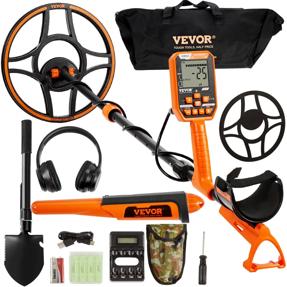 Summer Sale
VEVOR Waterproof Metal Detector, 12" Coil, Professional Rechargeable Gold Detector, 39-50 in Adjustable with LCD 7 Modes Advanced DSP Chip Bluetooth Headset, IP68 for Detecting Gold Treasure Hunting