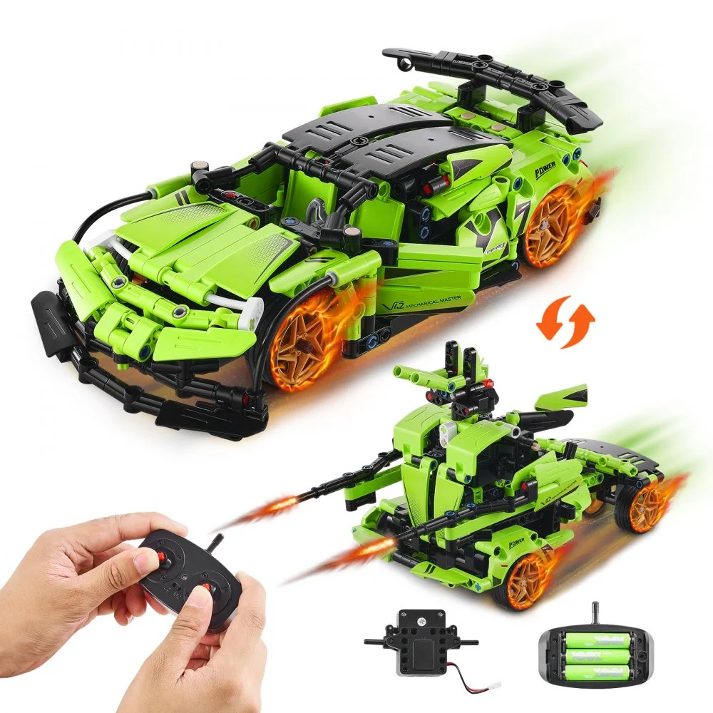 VEVOR STEM Building Toys for Kids, 2-in-1 461 PCS Blocks, Remote Control Car Building Kits Remote & APP Controlled Car/Robot, RC STEM Robots Building Set Gifts for Boys Girls Aged 6+