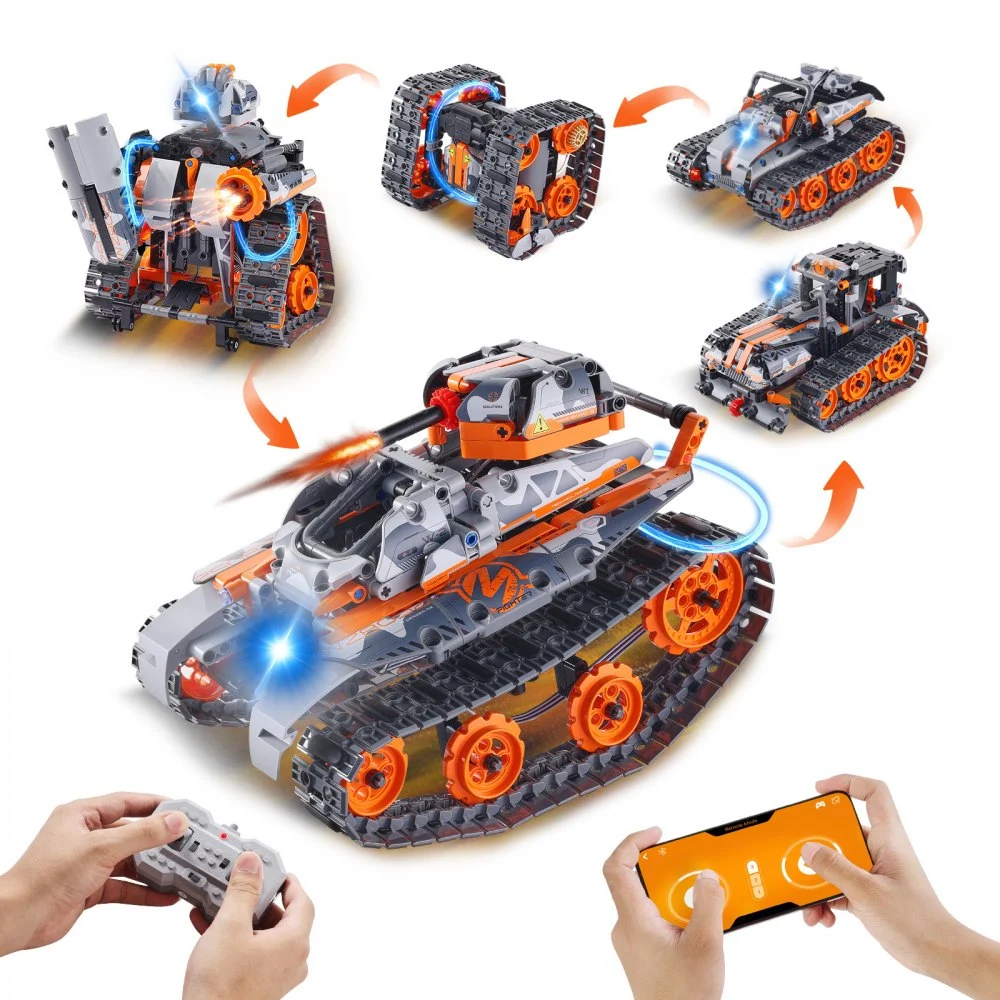 VEVOR STEM Building Toys for Kids, 5-in-1 554 PCS, Remote Control Car Building Kits Remote & APP Controlled Car/Robot/Tank/Rubik's Cube/Snowplow, RC STEM Robots Building Set for Boys Girls Aged 6+
