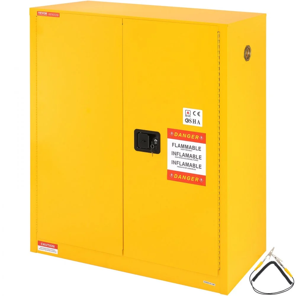 Summer Sale
VEVOR Flammable Storage Cabinet 34 Gal, 43.1x18.1x50.1 inch Cold-Rolled Steel Flammable Liquid Storage Cabinet Explosion Proof with 1 Adjustable Shelf 2 Manual Closing Doors for Industrial Use, Yellow