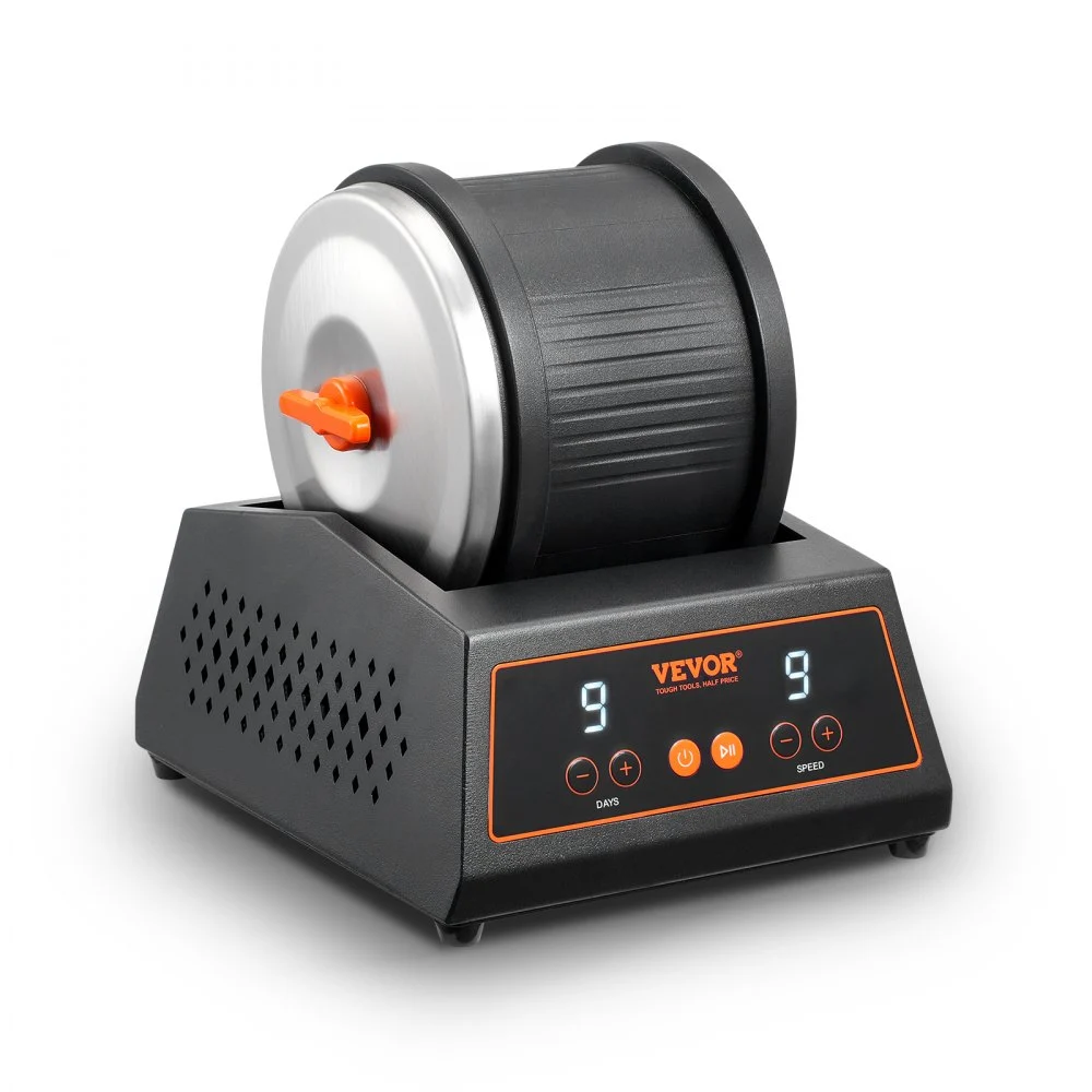 VEVOR Rock Tumbler Machine, 4 lbs Rock Polishing Machine, 9 Speed Settings 9-Day Polishing Timer Stone Tumbler, Direct Drive Motor Rock Polisher, Cold-rolled Steel Body, Rock Polisher for Kids Adults
