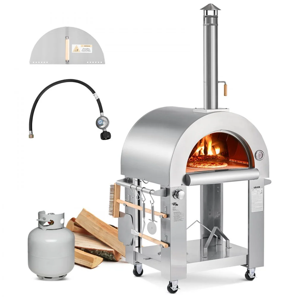 Summer Sale

        
               VEVOR Dual Fuel Pizza Oven Outdoor, 26 in Portable Pizza Oven, Pellet & Gas Powered Outdoor Pizza-Maker with Thickened Cordierite Pizza-Stone, Easy to Move with Casters, for Camping and Backyard