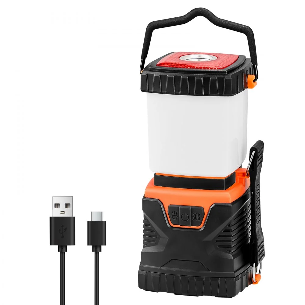 VEVOR LED Camping Lantern, All-in-one, 1000LM, 360° Illumination, 4 Lighting Modes, Rechargeable Outdoor Flashlight, USB Charging, Durable Robust Light, Ideal for Hiking Fishing Outages Car Repairs