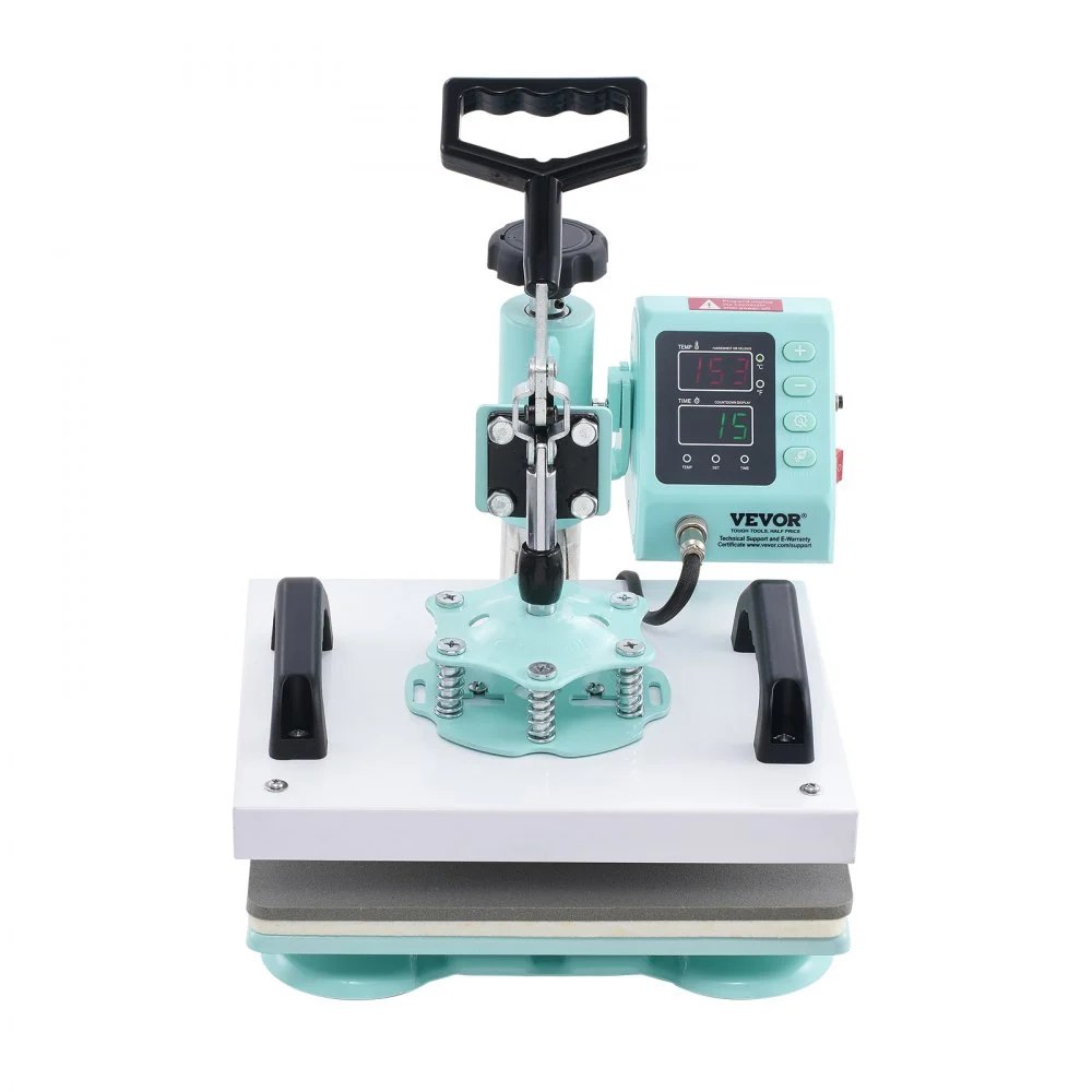 VEVOR Heat Press, 12 x 10inch Heat Press Machine, 360° Swing Away T-Shirt Pressing Machine, Fast and Even Heating, Digital Precise Control, Heat Transfer Machine for T-Shirts/Pillows/Bags, Green