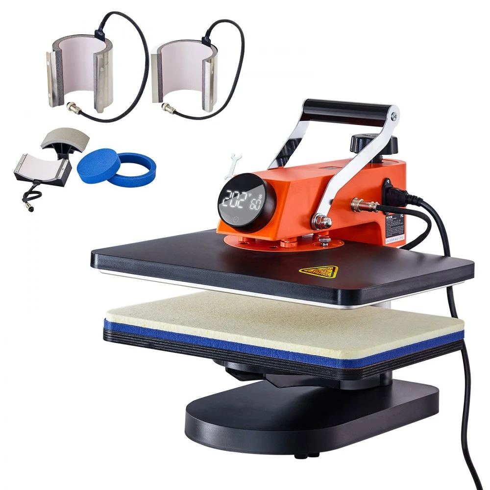 VEVOR Heat Press Machine - 6 in 1 Heat Press Sublimation Machine for DIY T-Shirts/Hats/Mugs/Heat Transfer Projects, 12x15 Multifunction Swing Away Heat Press with 360° Tested toStandards