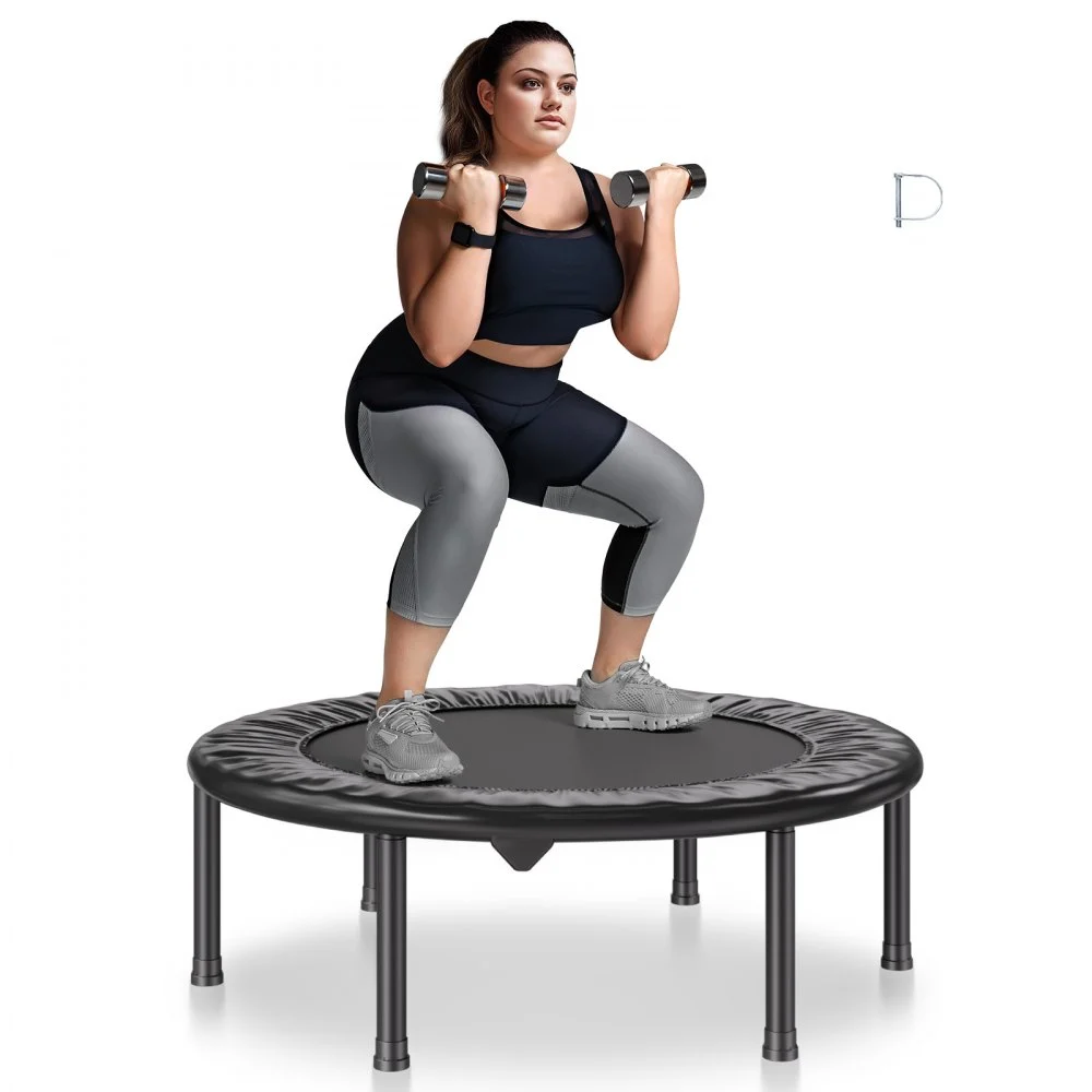 VEVOR Foldable Mini Trampoline, 36 Inch Fitness Rebounder, Max Load 220 lbs Exercise Trampoline, Stable & Quiet Indoor Small Workout Trampoline, Mini Trampoline for Adults Indoor/Garden Workout