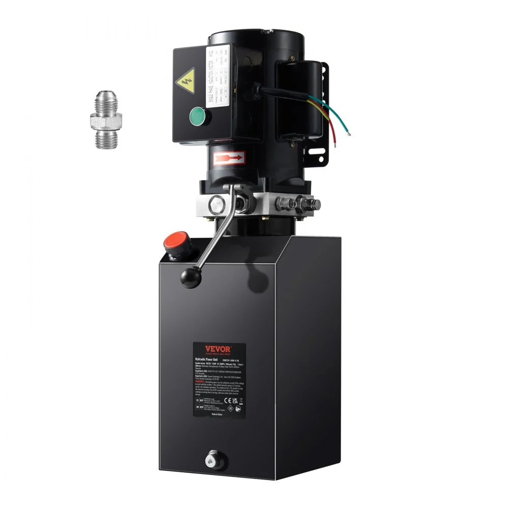VEVOR Hydraulic Power Unit, 15 Quart Hydraulic Pump, AC 220V Single-Acting Dump Trailer Pump, 3200 PSI Max Relief Pressure, 1.7 GPM Flow Rate, Hydraulic Pump for Dump Trailer Car Lifting