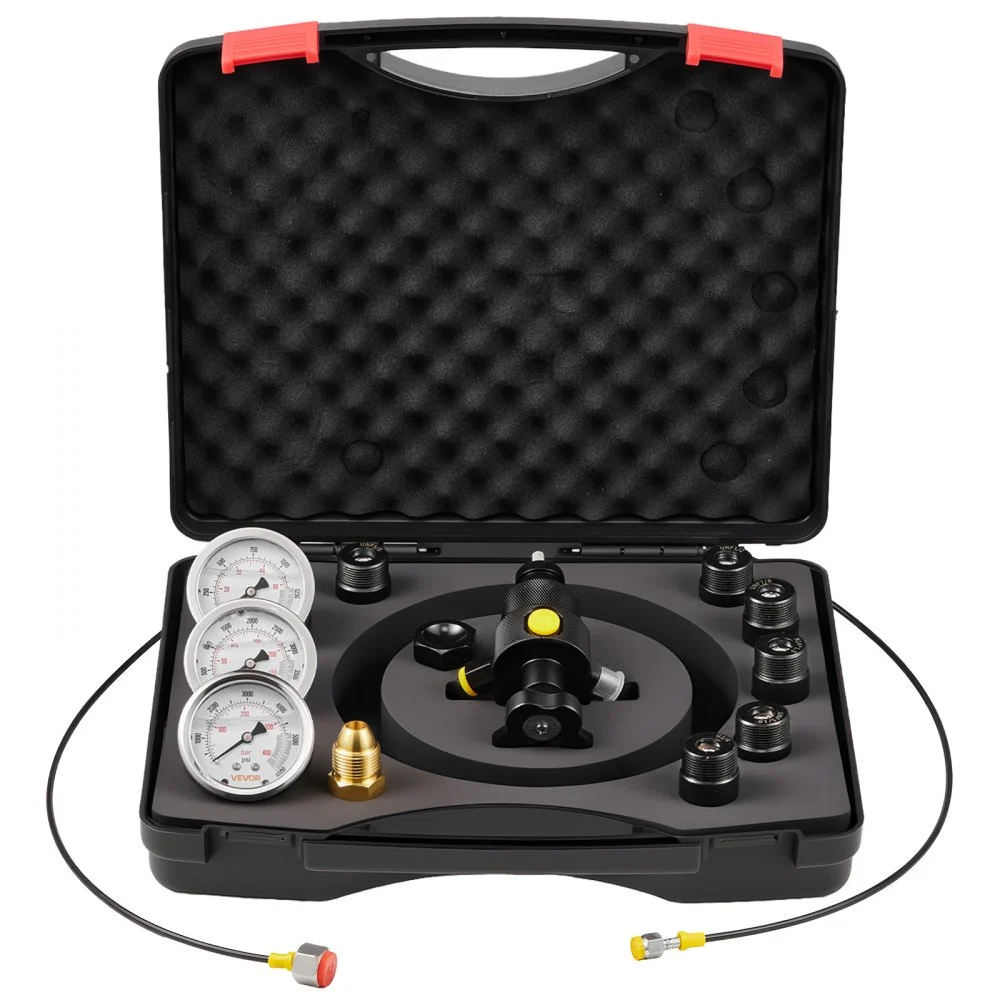 Summer Sale
VEVOR Hydraulic Nitrogen Accumulator Charging Kit, All-in-One Nitrogen Fill Kit, Pressure Test System with 3 Gauges (1500, 4000, 6000 PSI), 6 Adapters Couplings, 1 Gas Hose, 1 Valve, 1 CGA580 Adapter