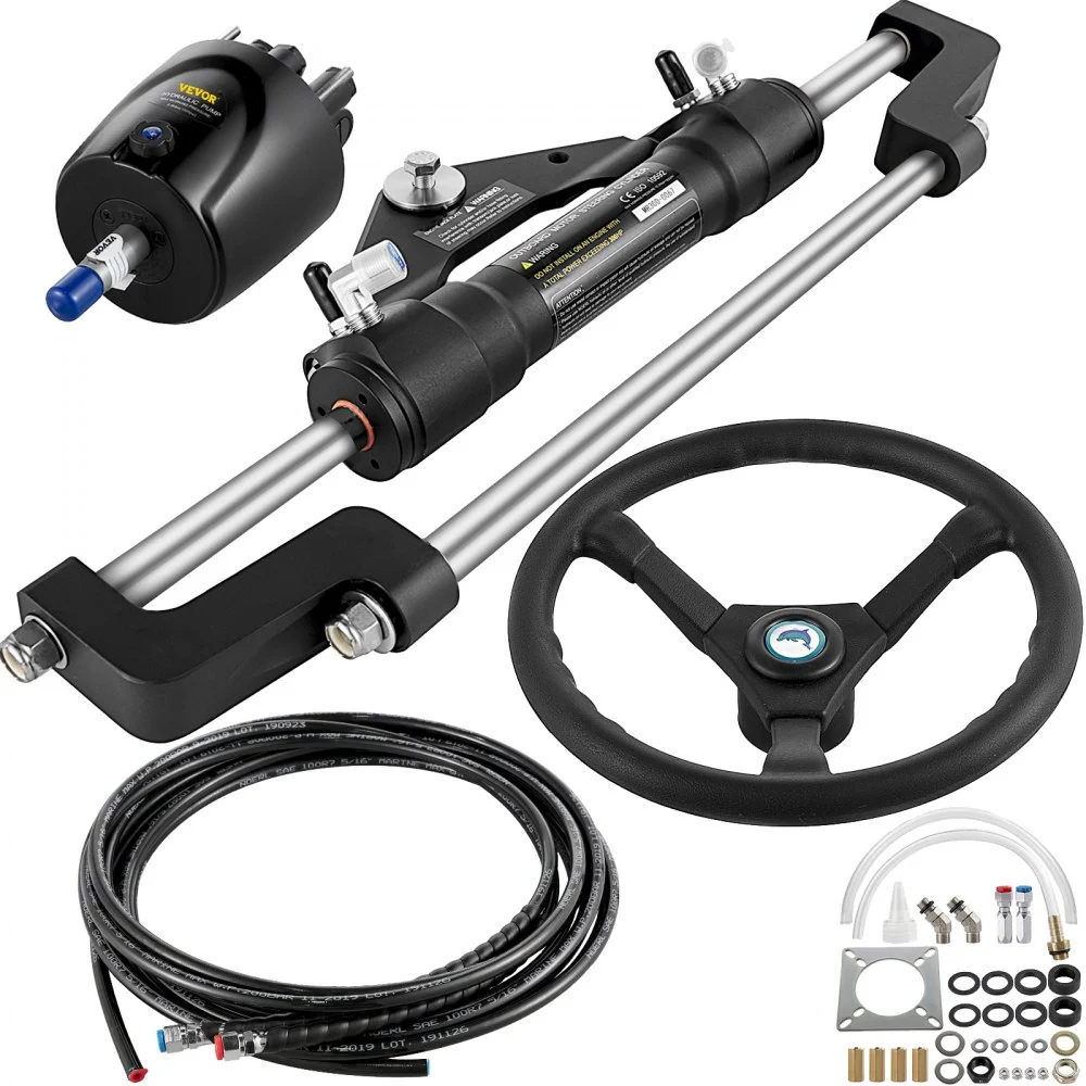 VEVOR Hydraulic Outboard Steering Kit 300HP, Hydraulic Steering Kit Helm Pump, Hydraulic Boat Steering Kit with 16 Feet Hydraulic Steering Hose for Boat Steering System