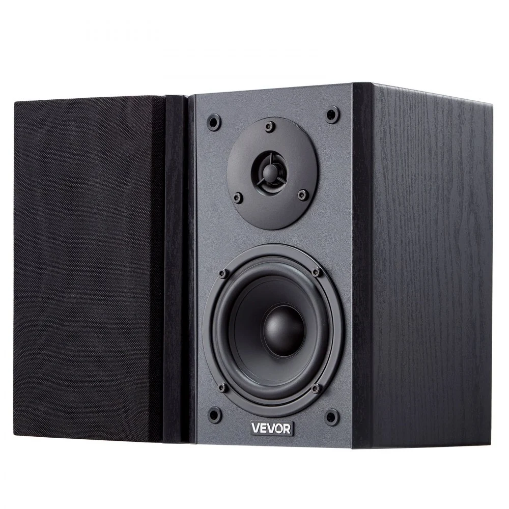 VEVOR Powered Bookshelf Speakers, 20W x 2, Active Studio Monitor Speaker with 4 Inch Woofer, Adjustable Volume and Audio with Bluetooth Optical Connection, Wooden Enclosure, for Record Player PC TV