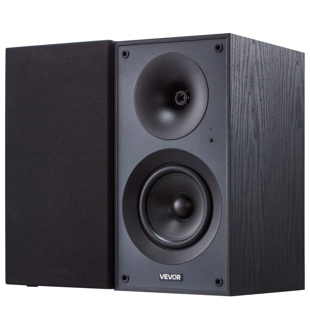 VEVOR Powered Bookshelf Speakers, 25W x 2, Active Studio Monitor Speaker with 5.25 Inch Woofer, Bluetooth/RCA/Coaxial/Optical/USB/Subwoofer Connection, Wooden Enclosure, for Record Player Turntable PC