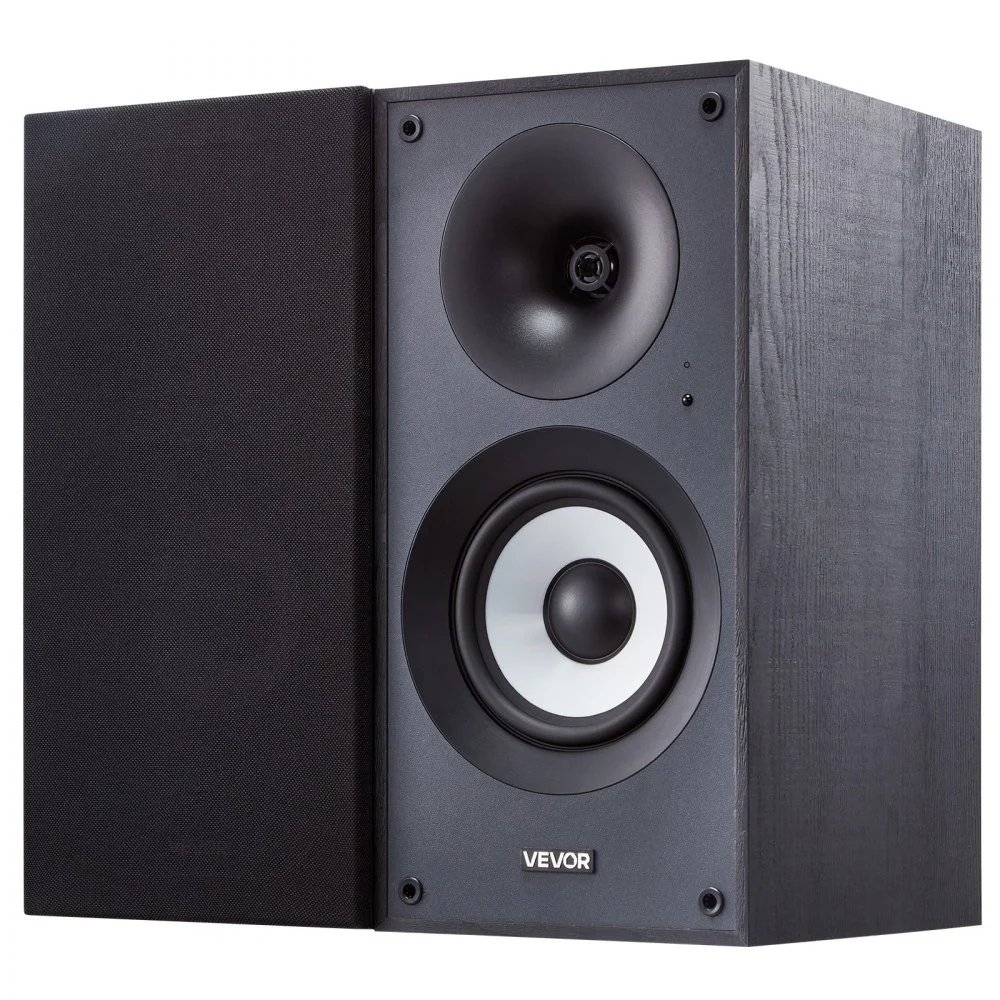 VEVOR Powered Bookshelf Speakers, 25W x 2, Active Studio Monitor Speaker with 5.5 Inch Woofer, Bluetooth/RCA/Coaxial/Optical/USB/Subwoofer Connection, Wooden Enclosure, for Record Player Turntable PC