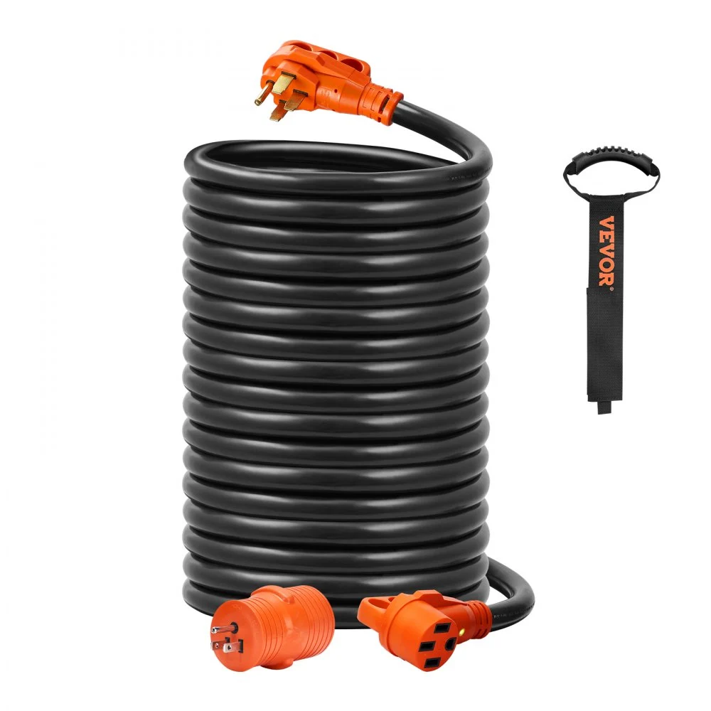 Summer Sale
VEVOR 50 ft RV Extension Cord, 50 Amp, Heavy Duty STW RV Power Cord, NEMA 14-50R Female NEMA 14-50P Male Plug, with LED Indicator Handle 15A Adapter, for RVs, trams, generators, campers, ETL Listed