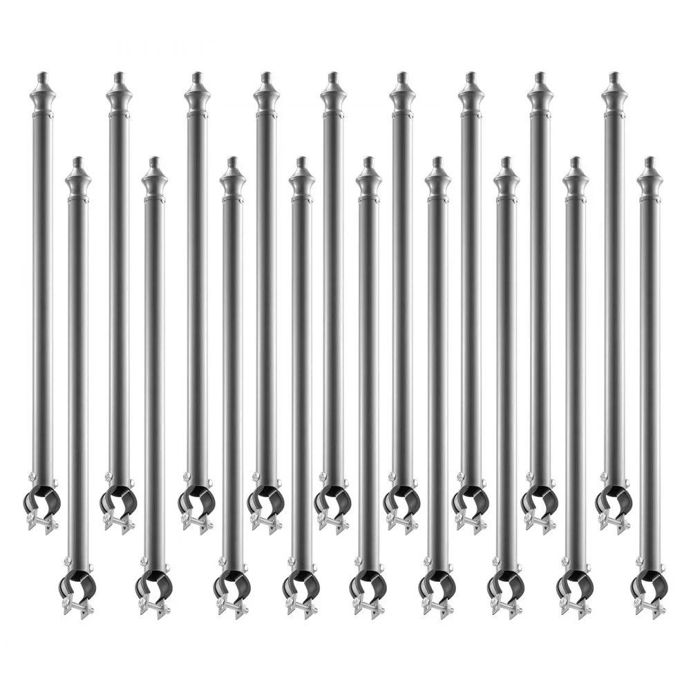 VEVOR Chain Link Fence Extensions, 18 Packs 27.4" Extension Height, Galvanized Post Extender for 1.3" to 1.5" Top of Fence, U Bracket, Barbed Wire Extend Arm for Privacy, Prevent Dogs Jumping Out