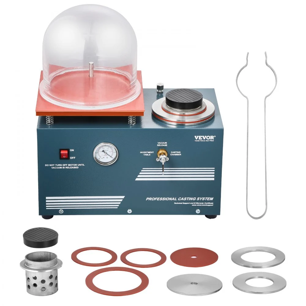 Summer Sale

        
               VEVOR Vacuum Investing Casting Machine, 290W Power, with 3 CFM Pump and Bell Jar, Convenient Oil Injection Port, Precision Pressure Gauge, 11 x 11 in Workbench, Casting Machine for Jewelry and Metal