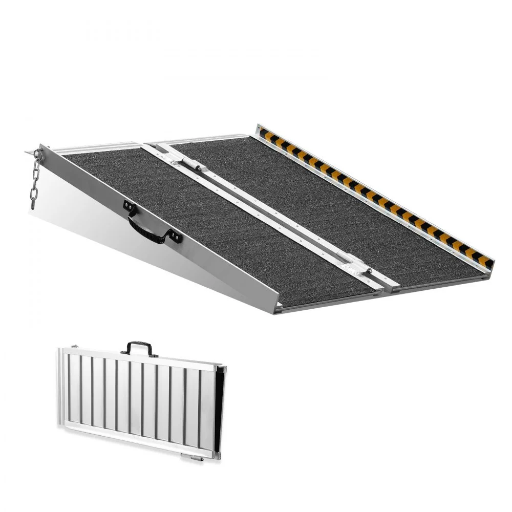 VEVOR Portable Wheelchair Ramp, 2 ft 800 lbs Capacity, Non-Slip Aluminum Folding Threshold Ramp, Foldable Mobility Scooter Ramp Wheel Chair Ramp, Handicap Ramp for Home Steps, Stairs, Doorways, Curbs