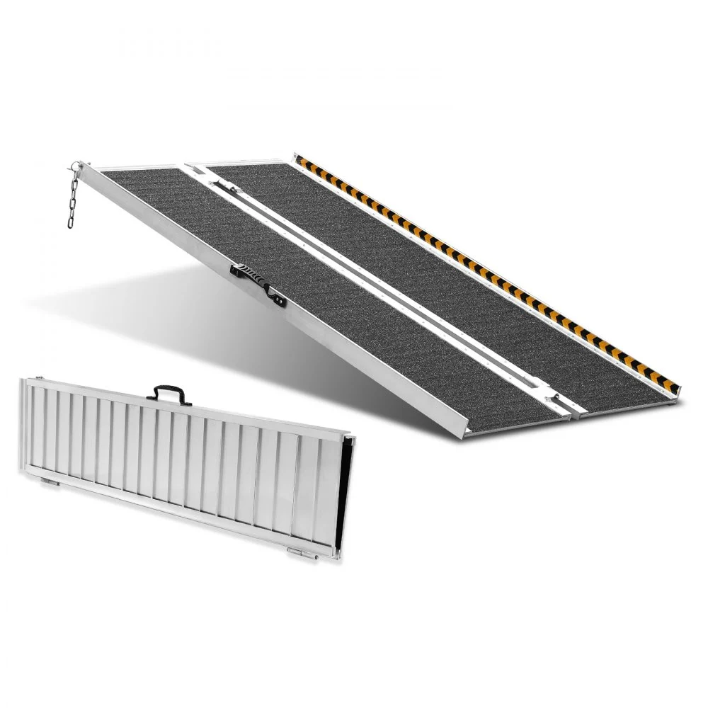 VEVOR Portable Wheelchair Ramp, 5 ft 800 lbs Capacity, Non-Slip Aluminum Folding Threshold Ramp, Foldable Mobility Scooter Ramp Wheel Chair Ramp, Handicap Ramp for Home Steps, Stairs, Doorways, Curbs