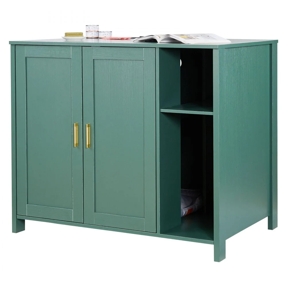 VEVOR Cat Enclosure, 41.3 in Self Cleaning Litter Box Cabinet, with Drawer & Detachable Divider, Automatic Litterbox Enclosure with Built-in Power Outlet, Fits Most Smart Litterboxes
