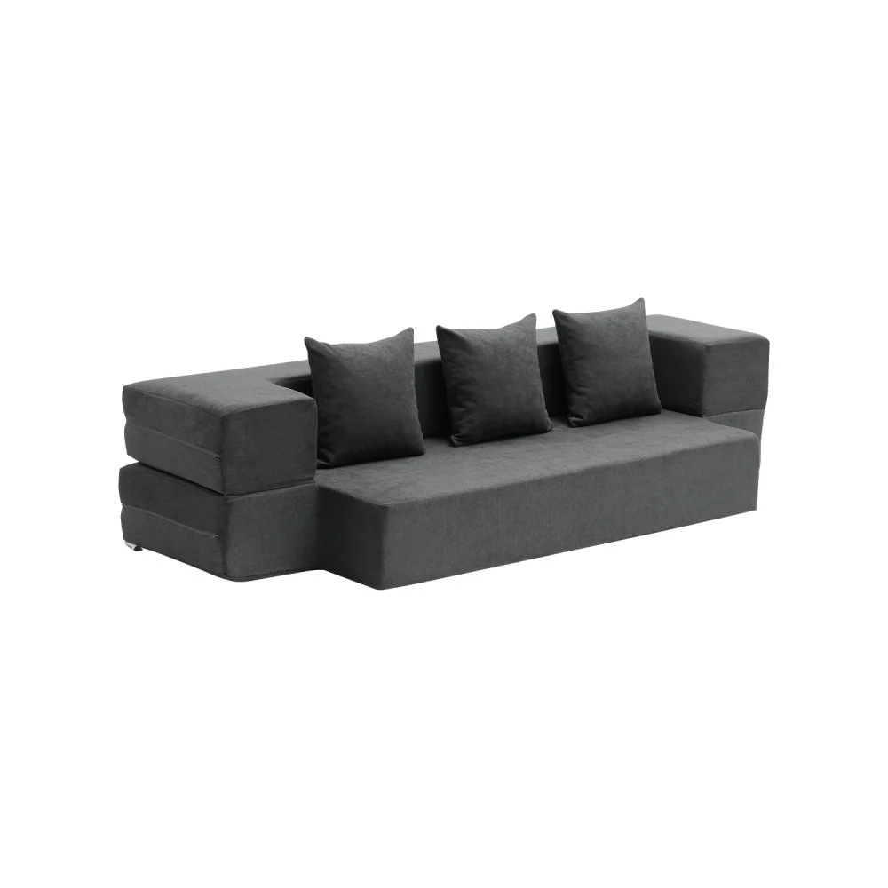 VEVOR Folding Sofa Bed, 3-in-1 Foldable Couch Bed with 3 Pillows and Washable Cover, 25D High Density Memory Foam Convertible Sleeper Chair Bed, Futon Couch for Living Room, Bedroom, Dark Grey(Twin)